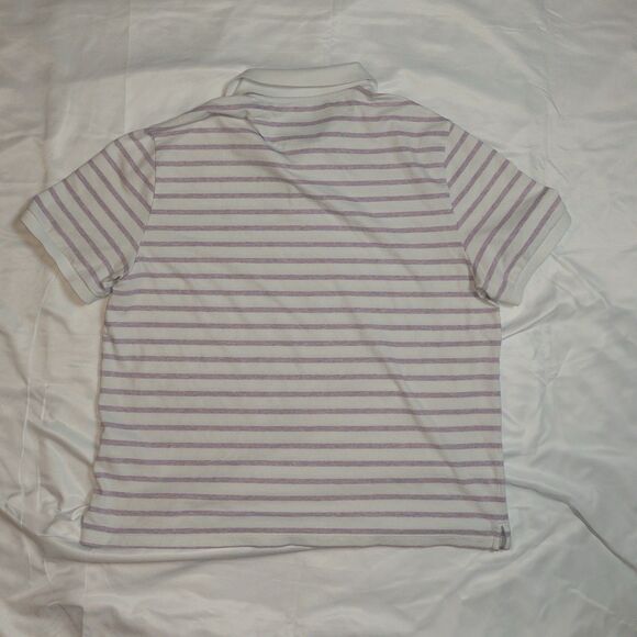 Vineyard Vines Men’s Polo Men’s Sz L Purple White Striped Edgartown Cotton Blend - Picture 2 of 7